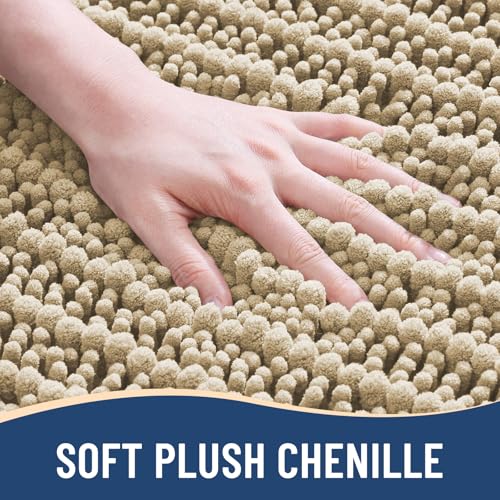 Arotive Luxury Chenille Bathroom Rug Mat, Extra Soft Thick Absorbent Shaggy Bath Rugs, Non-Slip Machine Wash Dry, Plush Bath Mats for Bathroom, Shower and Tub, 30x20, Beige - Image 3