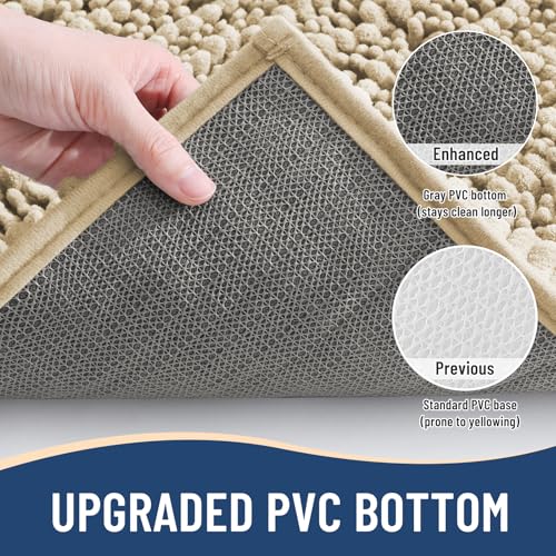 Arotive Luxury Chenille Bathroom Rug Mat, Extra Soft Thick Absorbent Shaggy Bath Rugs, Non-Slip Machine Wash Dry, Plush Bath Mats for Bathroom, Shower and Tub, 30x20, Beige - Image 5