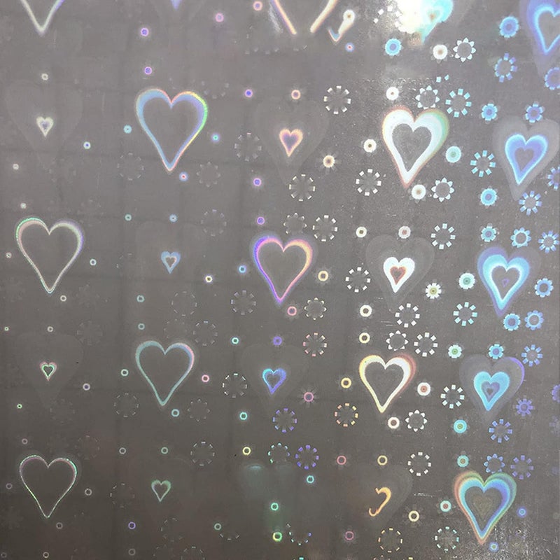 50 Pcs Holographic Cold Laminate Sheet A4, Clear Holographic Laminate Sheets for DIY Badge Making, BOPP Cold Laminating Sheets with Glossy Finish for Photo and Craft (Love Film) - Image 4