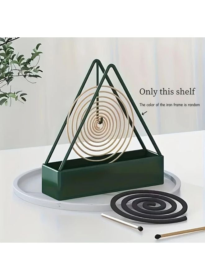 Elegant Green Cast Iron Mosquito Coil Holder With Triangle Design Includes Three Spiral Coils - Image 1