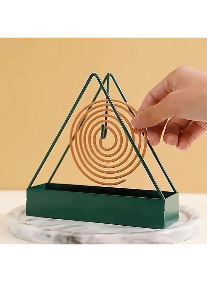 Elegant Green Cast Iron Mosquito Coil Holder With Triangle Design Includes Three Spiral Coils - Image 5