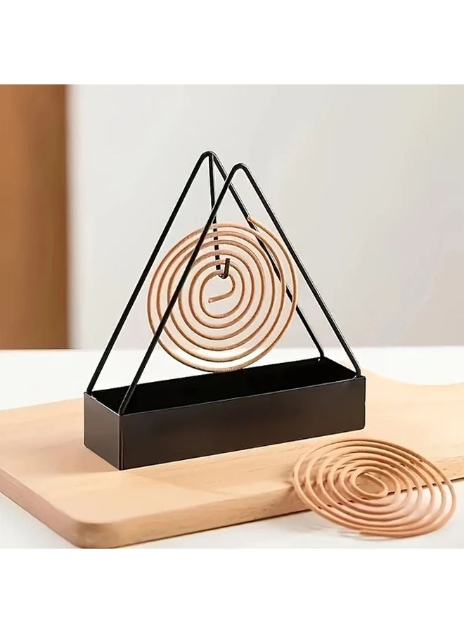 Elegant Green Cast Iron Mosquito Coil Holder With Triangle Design Includes Three Spiral Coils - Image 2