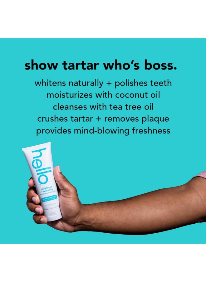 Hello Hello Antiplaque Toothpaste, Fluoride Free for Teeth Whitening with Natural Peppermint Flavor and Tea Tree Oil, Peroxide Free, Gluten Free, SLS Free, 3 Pack, 4.7 OZ Tubes  - Image 5