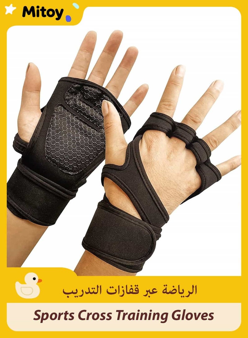 Mitoy Sports Cross Training Gloves, Fitness Gloves With Wrist Support, Gym Workout,Weightlifting & Fitness-Leather Padding - Image 1