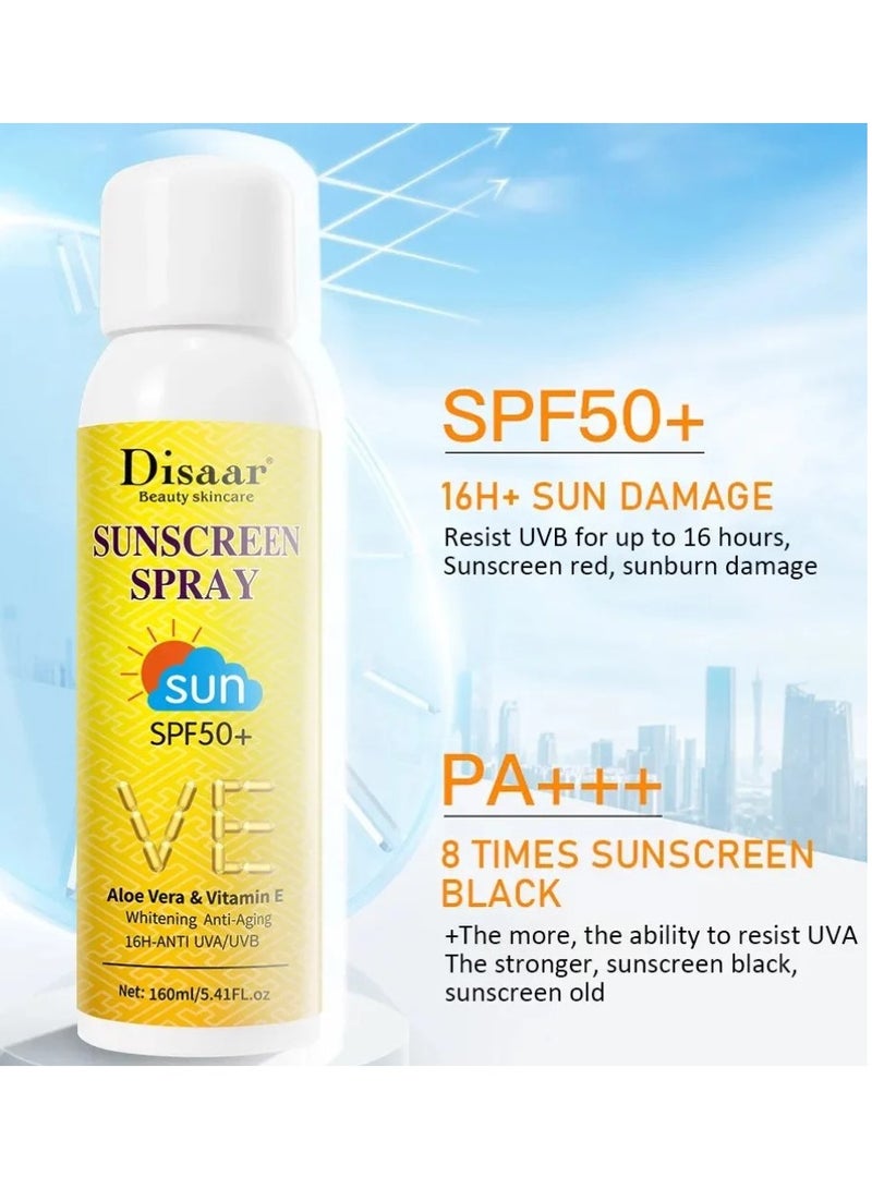 Disaar Sunscreen Spray SPF 50 with Aloe Vera and Vitamin E 160 ml  - Image 3