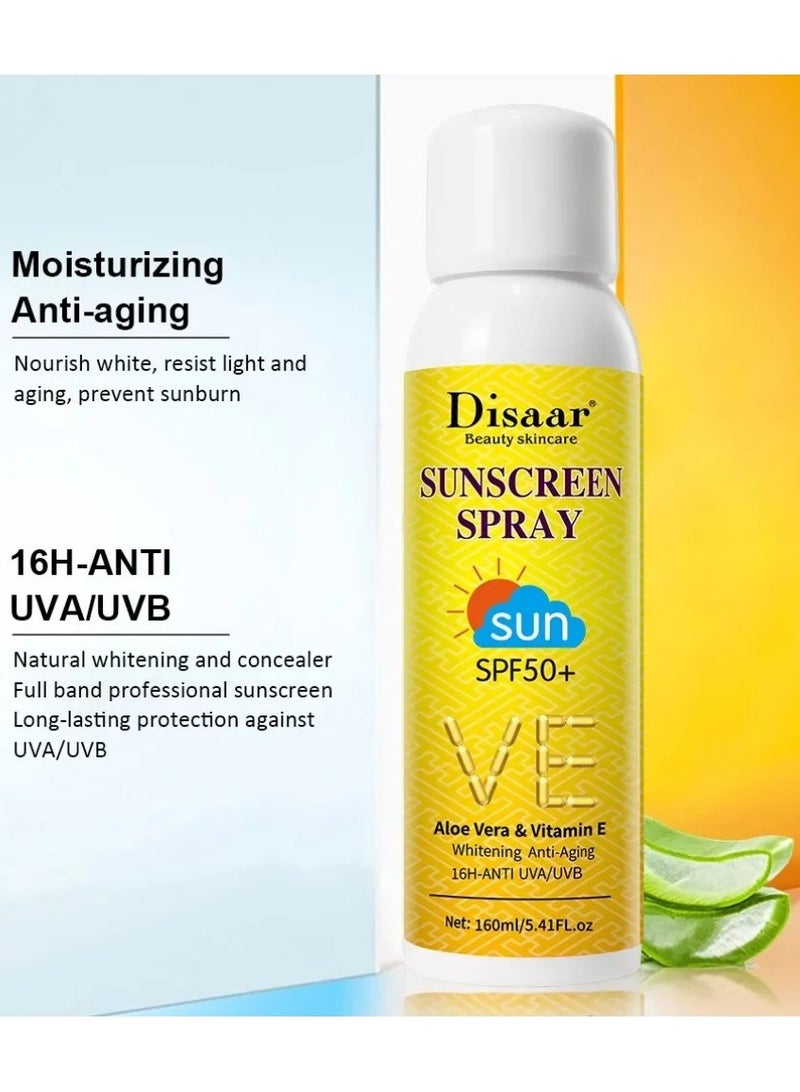 Disaar Sunscreen Spray SPF 50 with Aloe Vera and Vitamin E 160 ml  - Image 2