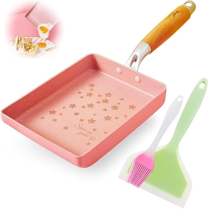 Silk Route Japanese Omelette Pan Non Stick Tamagoyaki Egg Pan Rectangle Small Frying Pan 7 X 5 Pink - Image 1