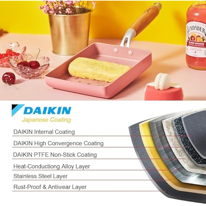 Silk Route Japanese Omelette Pan Non Stick Tamagoyaki Egg Pan Rectangle Small Frying Pan 7 X 5 Pink - Image 3