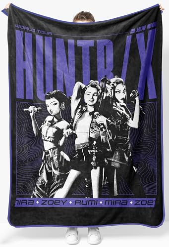 Jay Franco Kids Plush Throw Blanket Ultra Soft Cozy Plush Fleece for Bed Couch Sofa Home Dcor Official Licensed Kpop Demon Hunters Black Huntrix 46x60 Throw Blanket - Image 1