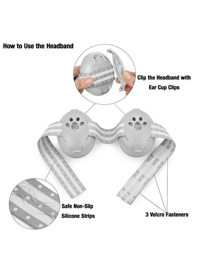 باندا إير سماعات أذن للأطفال من باندا إير، سماعات رأس 2 في 1 لحماية أذن الطفل وإلغاء الضوضاء، مناسبة للأعمار من 0 إلى 3 سنوات، لحماية سمع الطفل (رمادي) - Image 3