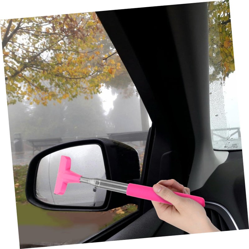 Car Rearview Mirror Wiper Squeegee Windshield Cleaner Prevents Fog Rain Pink - Image 2