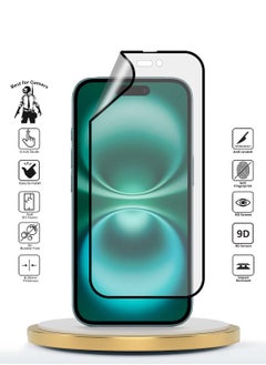 Wtech Nano Ceramic Anti Fingerprint Full Glue Full Cover Matte Flexible Screen Protector For Apple iPhone 15 Plus 2024 Clear/Black  - Image 2