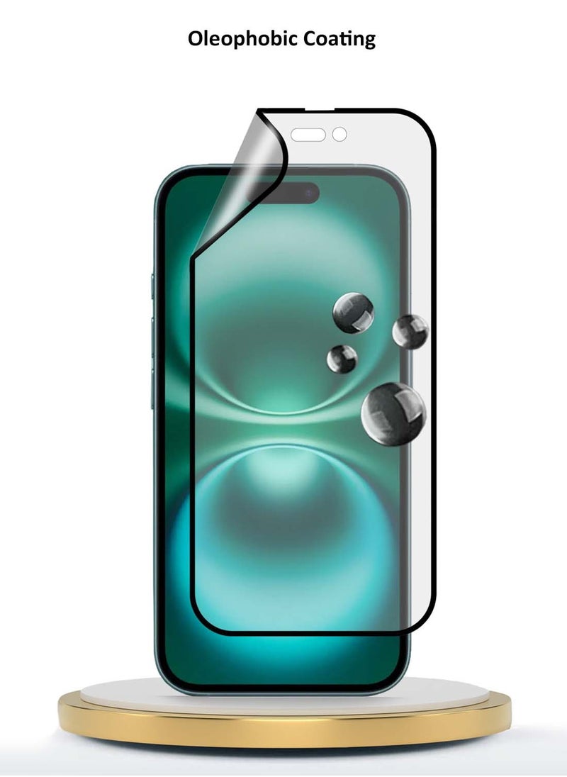 واقي شاشة مرن غير لامع ومضاد لبصمات الأصابع من نانو سيراميك لهاتف Apple iPhone 16 Plus 2024 شفاف / أسود