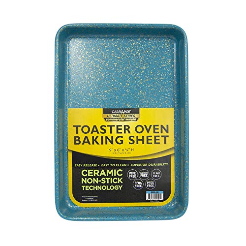 casaWare 9 x 6 x 0.75-Inch Toaster Oven Ultimate Series Commercial Weight Ceramic Non-Stick Coating Baking Pan (Blue Granite) - Image 1