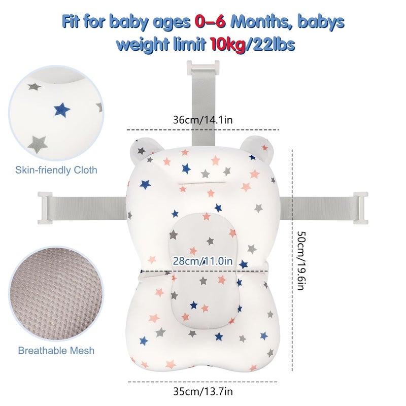Colorlife Baby Bath Seat Support Net Infant Bathing Seat Support Mat Adjustable Comfortable NonSlip ThreePointed Baby Shower Net Bathtub Sit Up Mesh for Newborn 06 MonthsStarNo Bathtub - Image 2