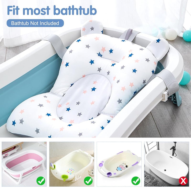 Colorlife Baby Bath Seat Support Net Infant Bathing Seat Support Mat Adjustable Comfortable NonSlip ThreePointed Baby Shower Net Bathtub Sit Up Mesh for Newborn 06 MonthsStarNo Bathtub - Image 5