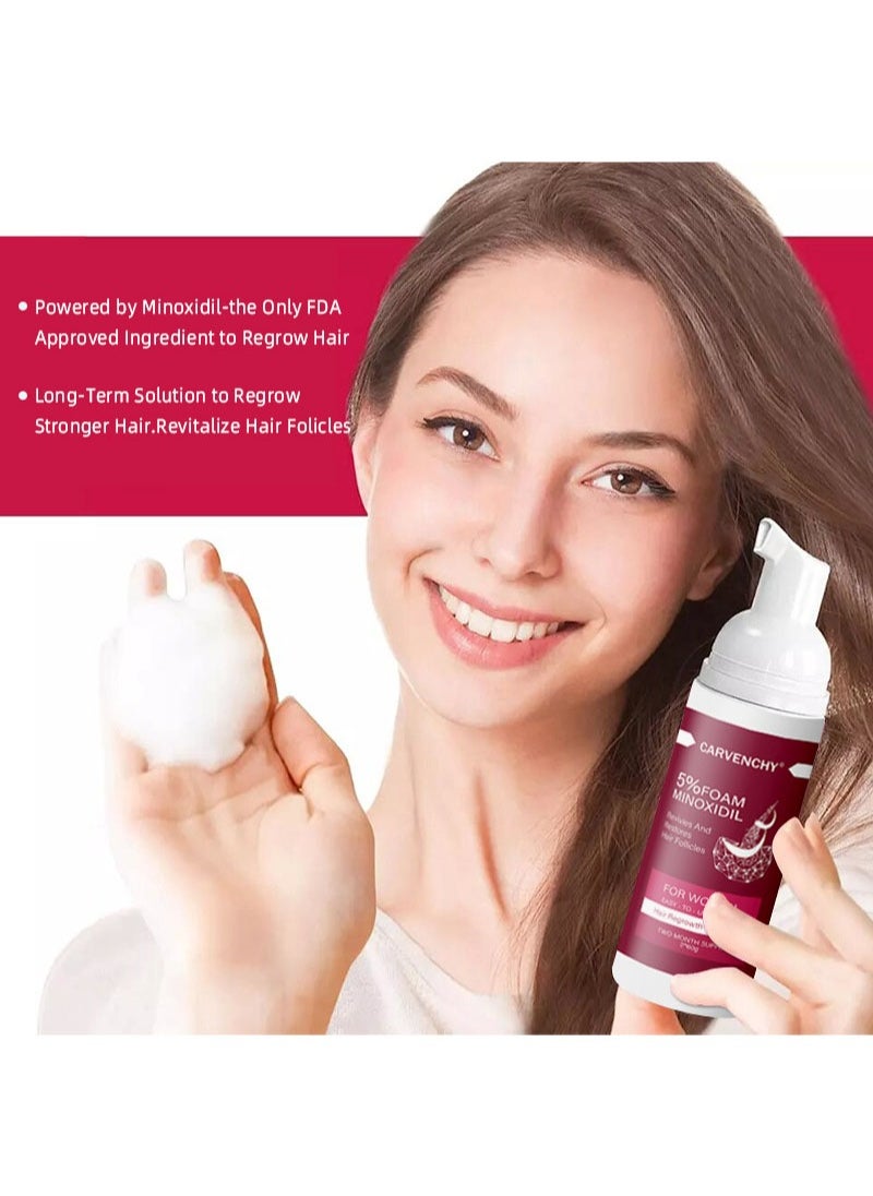 CARVENCHY - 5% Minoxidil Foam for Hair Thinning and Hair Loss, Revivies And Restores Hair Follicles,Hair Growth Treatment for Women's Thicker and Fuller Hair,Easy-to-use Foam 2 Pack of 60g - Image 1