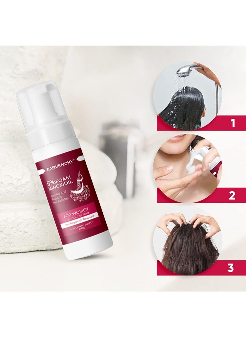 CARVENCHY - 5% Minoxidil Foam for Hair Thinning and Hair Loss, Revivies And Restores Hair Follicles,Hair Growth Treatment for Women's Thicker and Fuller Hair,Easy-to-use Foam 2 Pack of 60g - Image 1