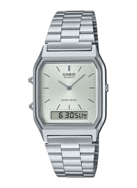 Analog Square Shape Stainless Steel Wrist Watch AQ-230A-7AMQY - 30 Mm