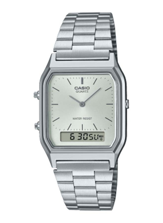 Analog Square Shape Stainless Steel Wrist Watch AQ-230A-7AMQY - 30 Mm