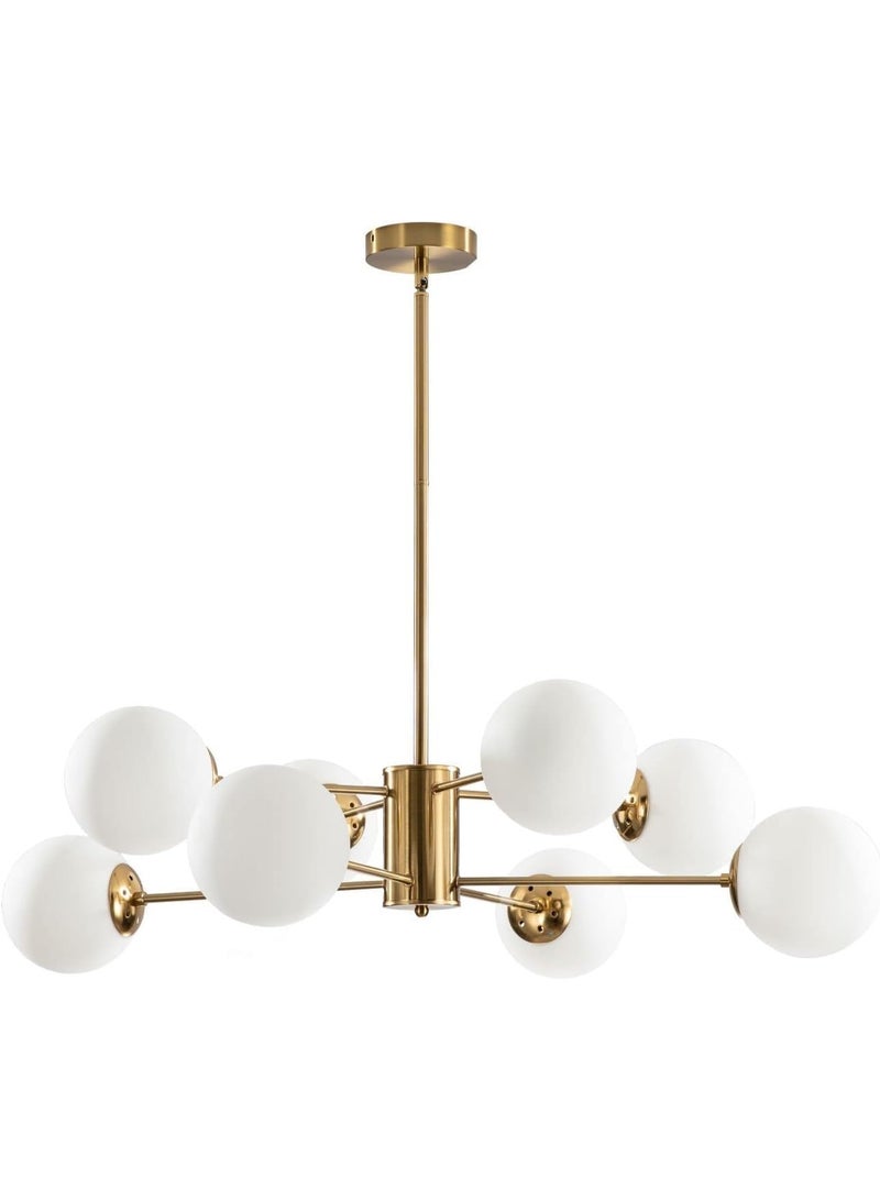 YD 8-Light Gold Sputnik Chandelier – Modern Glass Globe Pendant Light Fixture for Kitchen Island, Dining Room & Living Room - Image 1