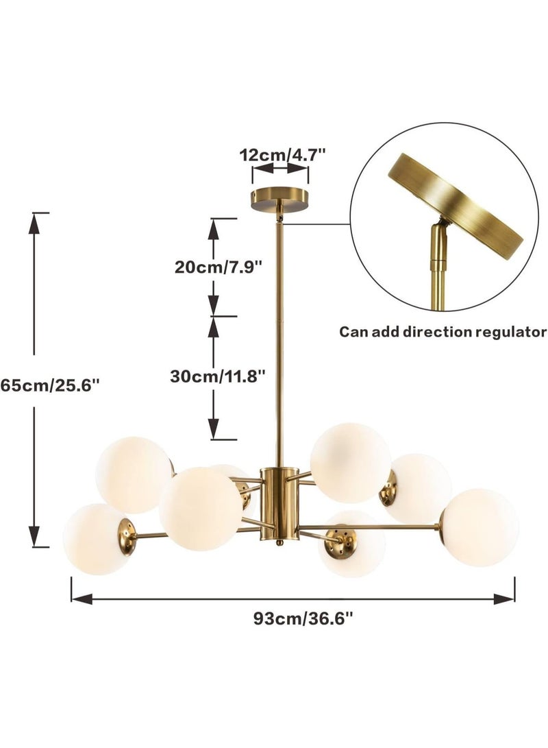 YD 8-Light Gold Sputnik Chandelier – Modern Glass Globe Pendant Light Fixture for Kitchen Island, Dining Room & Living Room - Image 3