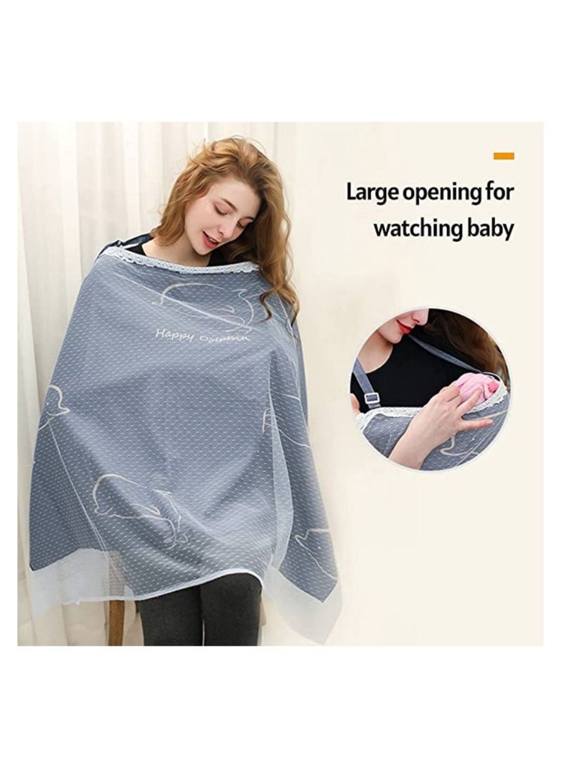 LIXADA Breastfeeding Cover with Adjustable Strap, 100% Premium Cotton, Breathable Nursing Cover Scarf Breastfeeding Apron Shawl Baby Car Seat Cover Newborn Baby Swaddle Blanket  - Image 2