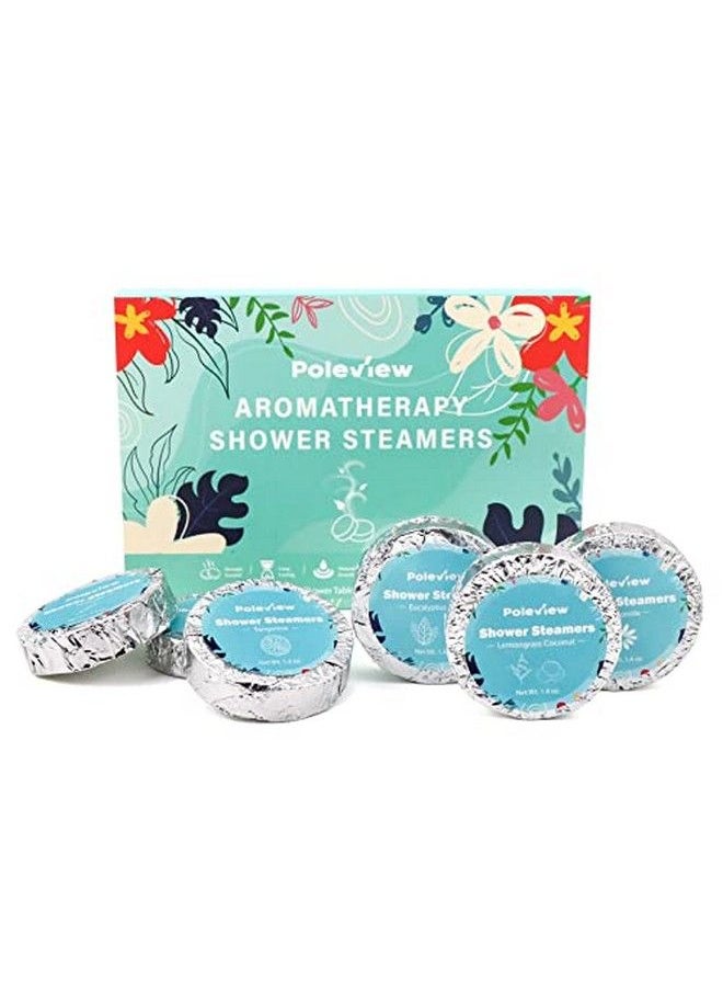 poleview Shower Steamers Aromatherapy 6 Pack Shower Bombs Eucalyptus Mint Lavender Peony Pear Chamomile Tangerine Lemongrass Coconut Essential Oil Stress Relief and Relaxation Gifts for Women  - Image 1