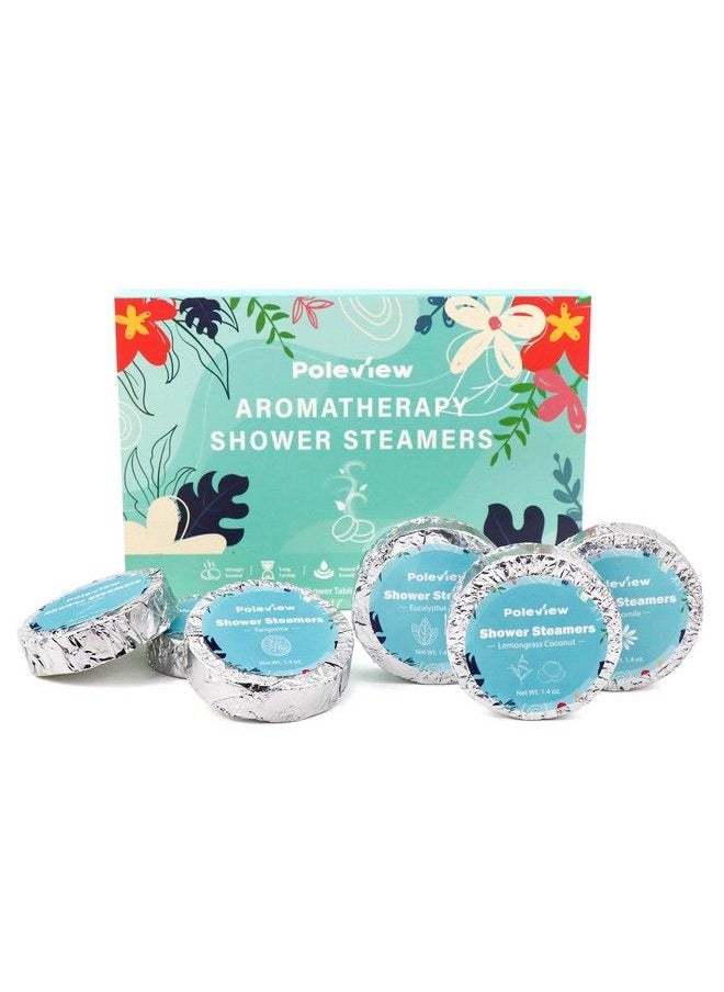 poleview Shower Steamers Aromatherapy 6 Pack Shower Bombs Eucalyptus Mint Lavender Peony Pear Chamomile Tangerine Lemongrass Coconut Essential Oil Stress Relief and Relaxation Gifts for Women  - Image 2
