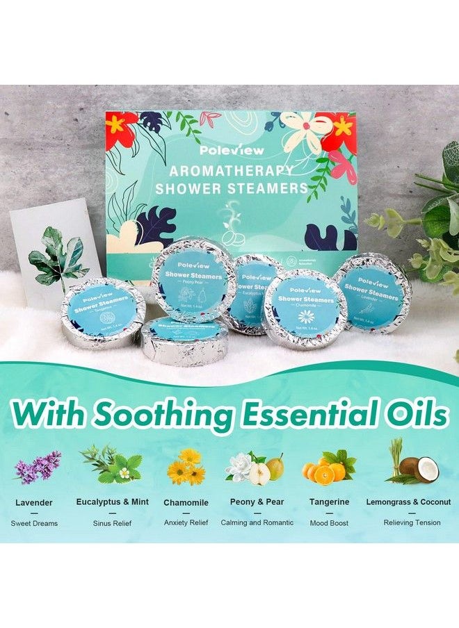 poleview Shower Steamers Aromatherapy 6 Pack Shower Bombs Eucalyptus Mint Lavender Peony Pear Chamomile Tangerine Lemongrass Coconut Essential Oil Stress Relief and Relaxation Gifts for Women  - Image 4