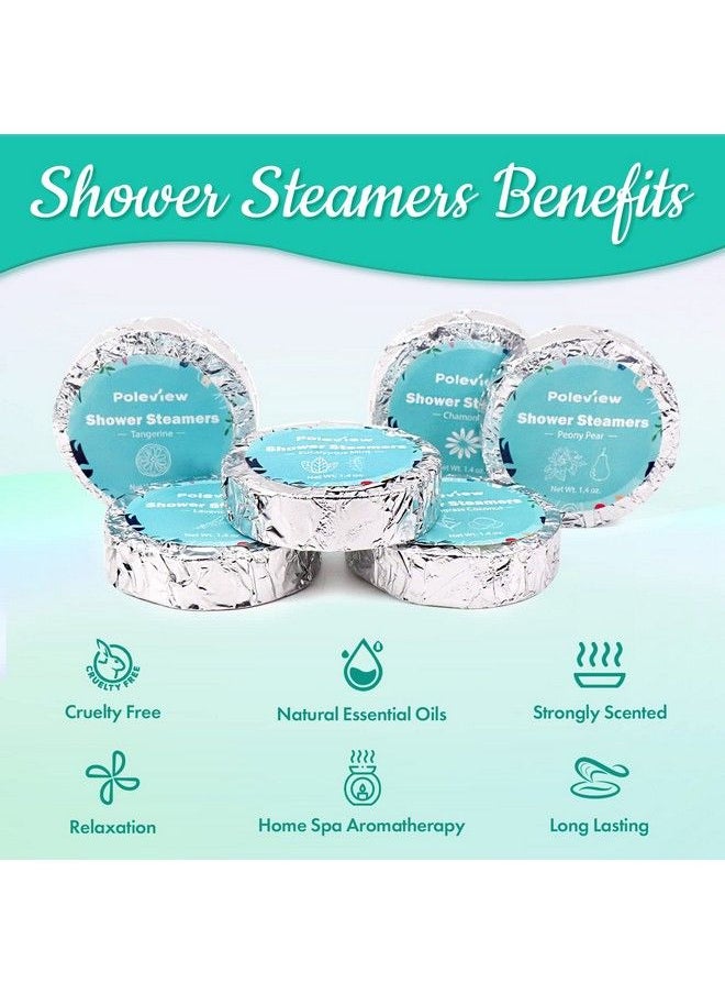 poleview Shower Steamers Aromatherapy 6 Pack Shower Bombs Eucalyptus Mint Lavender Peony Pear Chamomile Tangerine Lemongrass Coconut Essential Oil Stress Relief and Relaxation Gifts for Women  - Image 3