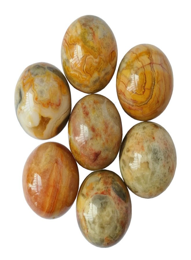 Bacatgem 7 Pcs Natural Yellow Crazy Lace Agate Crystal Sphere Ball,0.78 Inchs Feng Shui Chakra Aura Home Desk Decor Decorative Collection - Image 1