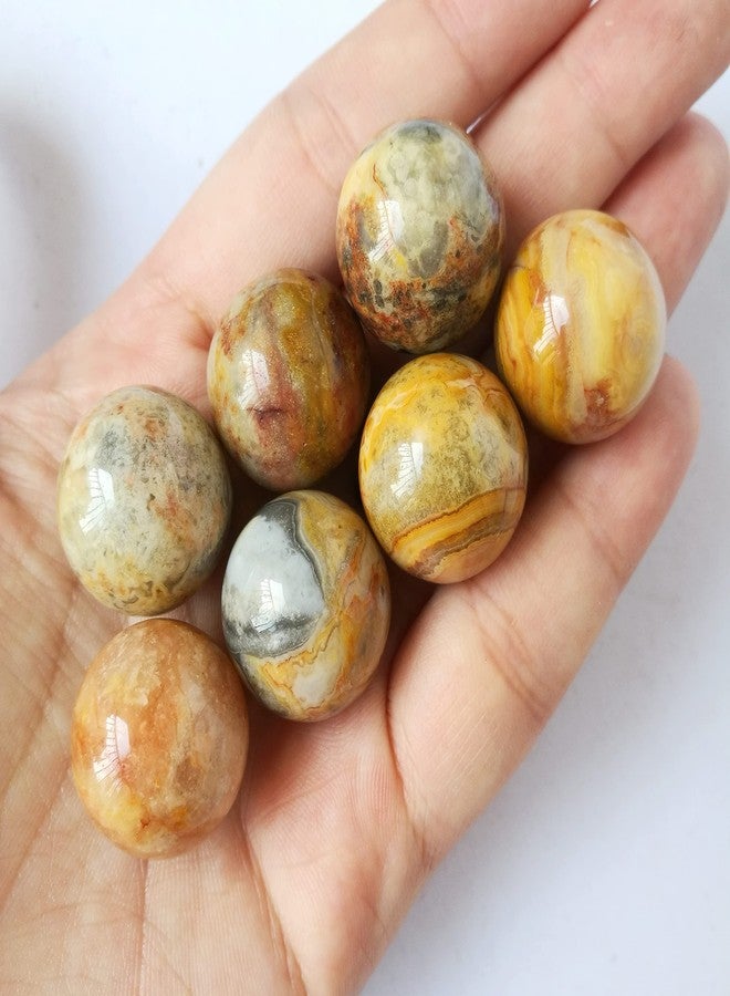 Bacatgem 7 Pcs Natural Yellow Crazy Lace Agate Crystal Sphere Ball,0.78 Inchs Feng Shui Chakra Aura Home Desk Decor Decorative Collection - Image 2