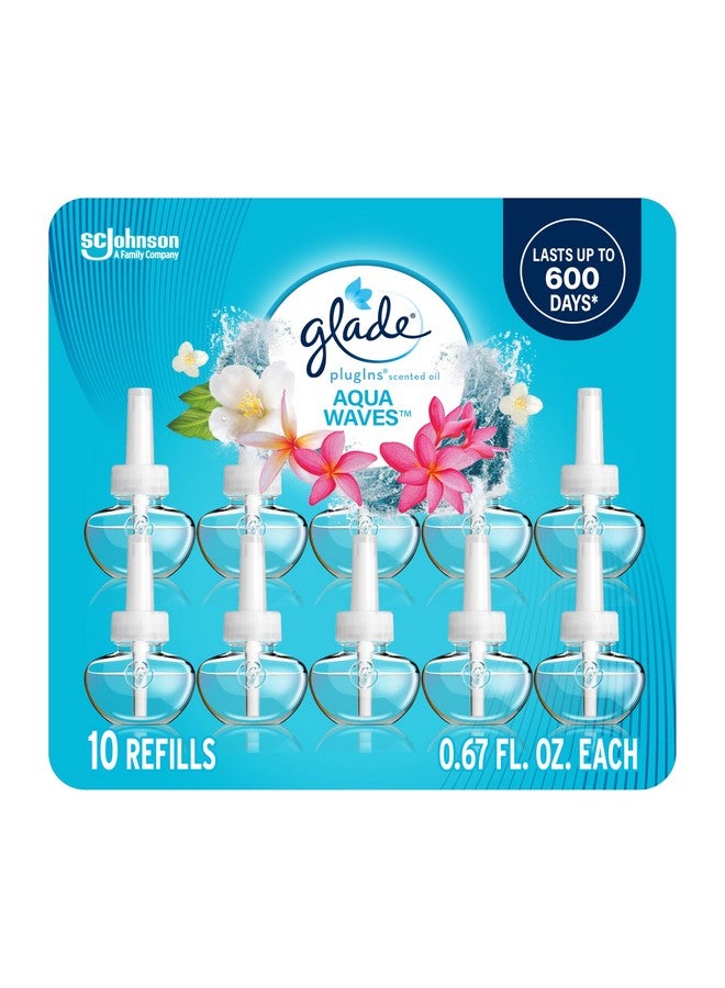 Glade PlugIns Scented Oil 10 Refills, Air Freshener, Aqua Waves, 10 x 0.67 oz, Packaging May Vary - Image 1