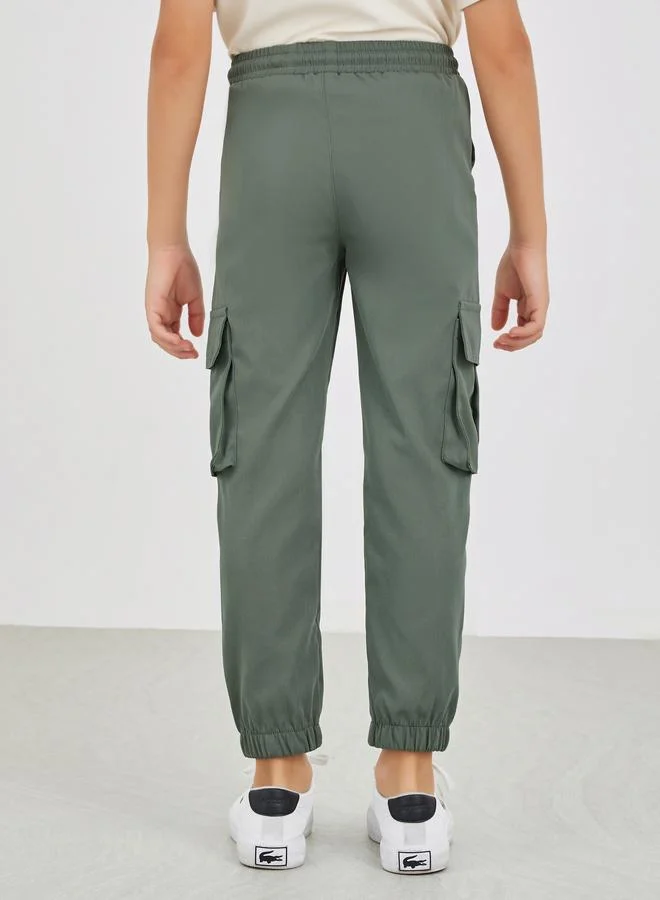 ستايلي Styli Solid Cargo Pants with Drawstring