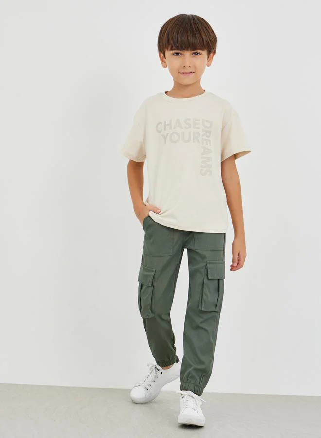 ستايلي Styli Solid Cargo Pants with Drawstring
