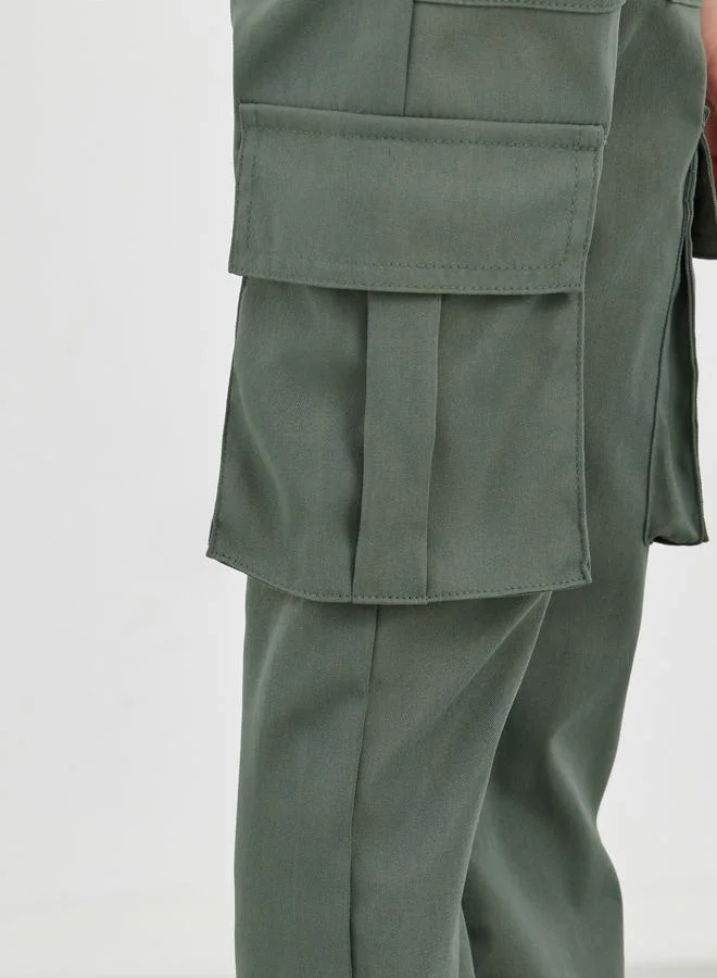ستايلي Styli Solid Cargo Pants with Drawstring