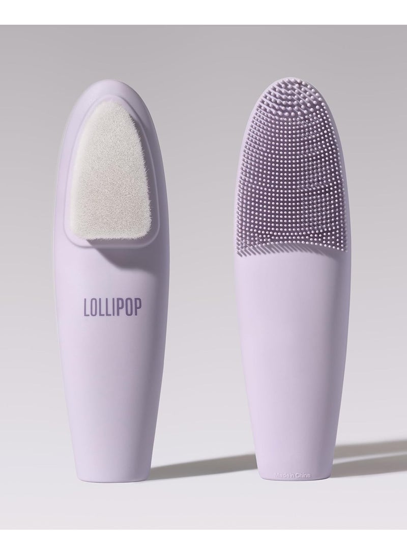 Lollipop - LOLLIPOP Dual-Sided Silicone Face Scrubber, Face Exfoliator, Synthetic Face Brush Cleanser, Facial Cleansing Brush for Massage- Plum - Image 1