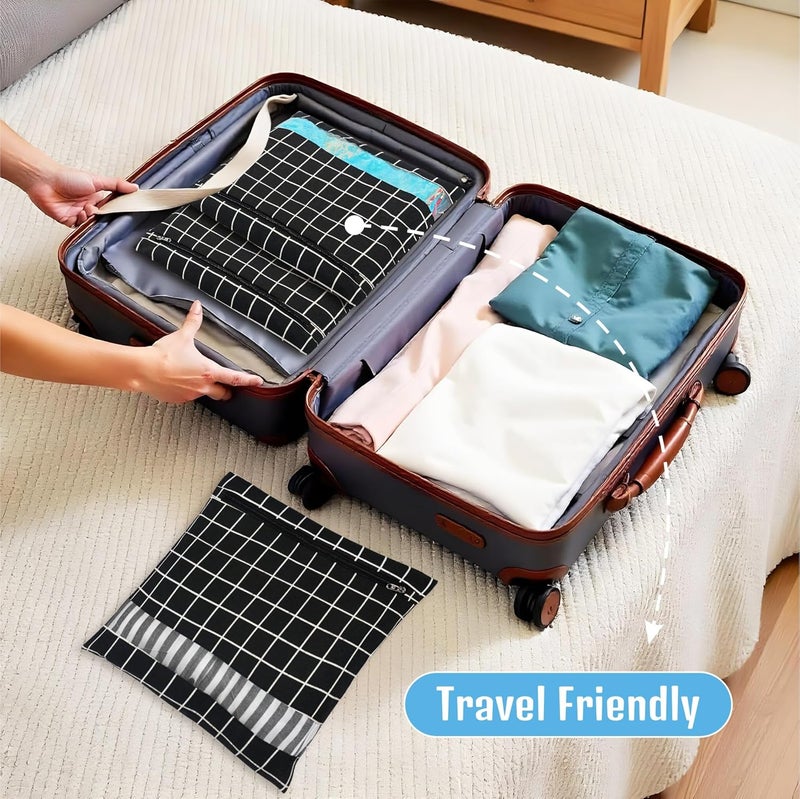 Kuber Industries 4 Pcs Clothes Storage Organizer Clothes Cover for TShirts Pants Shirts Salwar Suit Travel with Zip Printed Black Grey - Image 2