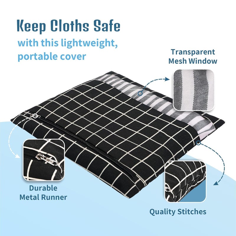 Kuber Industries 4 Pcs Clothes Storage Organizer Clothes Cover for TShirts Pants Shirts Salwar Suit Travel with Zip Printed Black Grey - Image 4