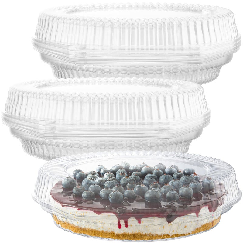 Supellectilem 10 Plastic Disposable Pie Containers with Hinged Locking Lids  10 Round Pie KeepersFlan Cake Containers for Transport