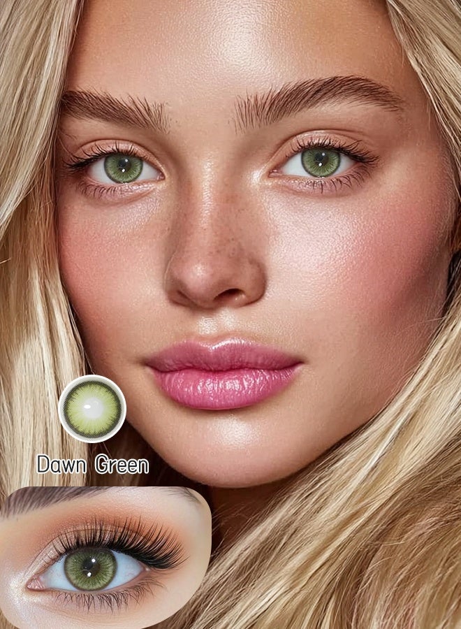 عيون غامضة ميستيك آيز عدسات لاصقة ملونة 6 أشهر، “Dawn Green”  14.50 مم، عدسات تجميلية بمظهر طبيعي ومنعش للاستخدام اليومي، للجنسين، مع علبة - Image 1