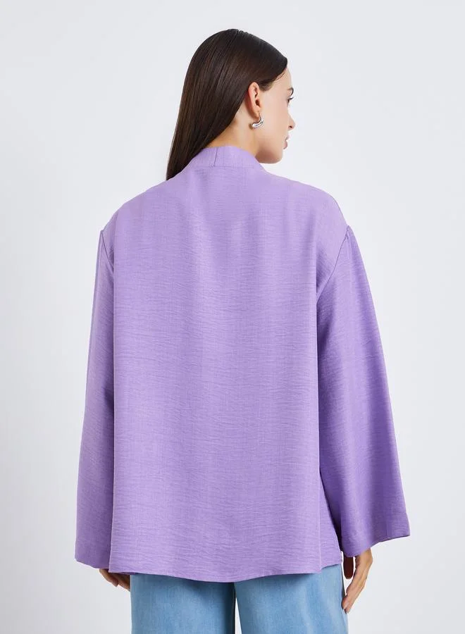 Styli Women Solid Open Front Kimono