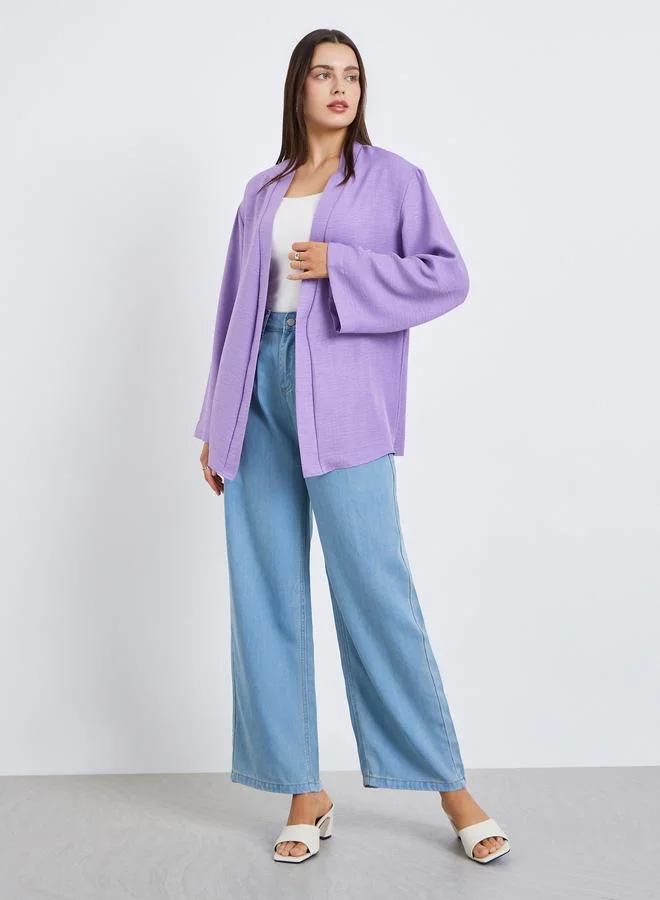 Styli Women Solid Open Front Kimono