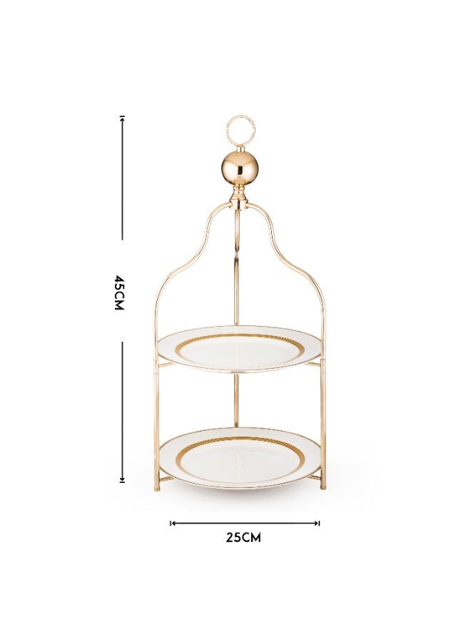 Dania Luxurious Gold Metal Double Dessert Holder - Image 3