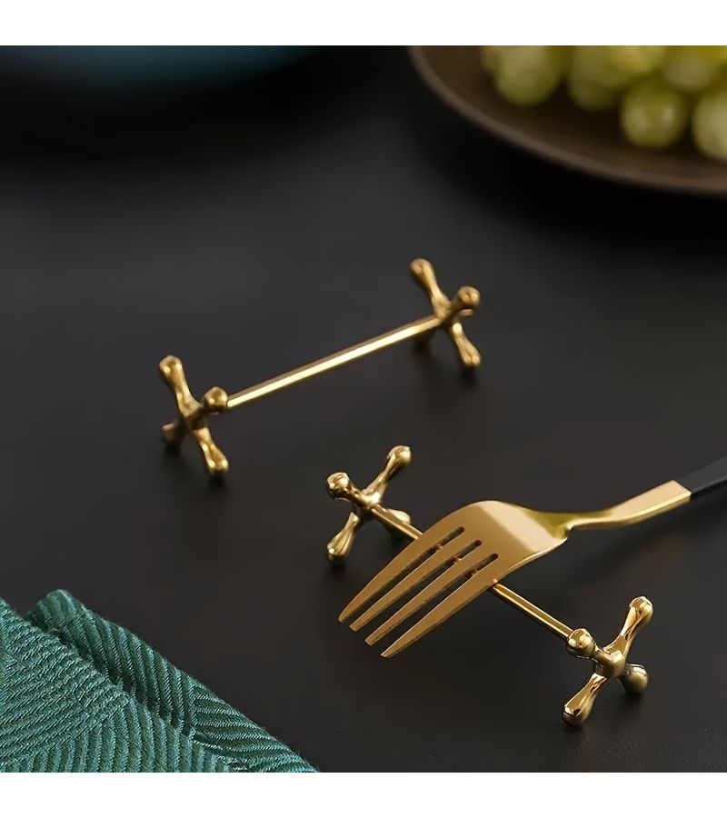 6pcs Silvery Plum Blossom Chopstick Fork Spoon Holder Tableware Storage Rack For Home Hotel Party - Image 3