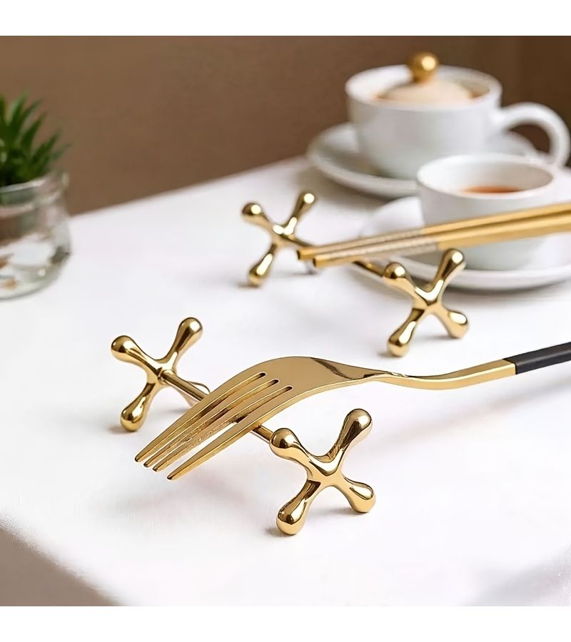 6pcs Silvery Plum Blossom Chopstick Fork Spoon Holder Tableware Storage Rack For Home Hotel Party - Image 1