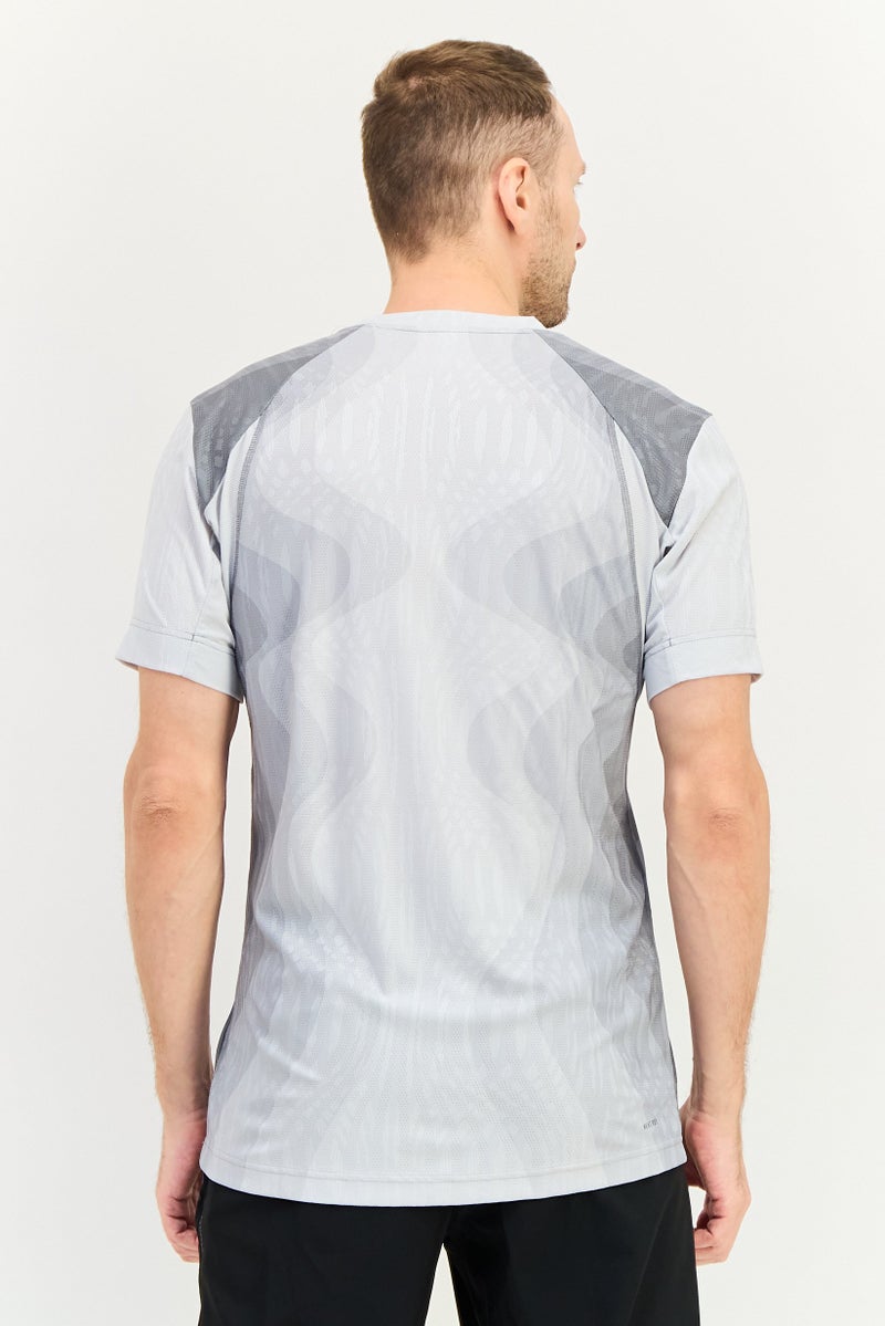 Adidas Men Sportswear Fit Short Sleeve Training T-Shirt, Light Grey - Image 4