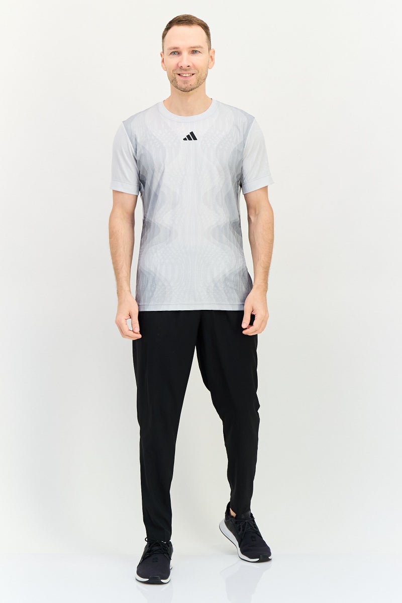 Adidas Men Sportswear Fit Short Sleeve Training T-Shirt, Light Grey - Image 2