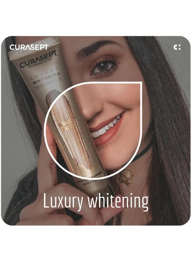 Curasept Gold Luxury Whitening Dent Toothpaste, 75 ML + Toothbrush - Image 4